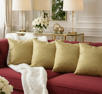 Kissenbezüge Gold 4er Set Blumenmuster 16x16'' 40x40cm Wohndeko versteckter Reißverschluss