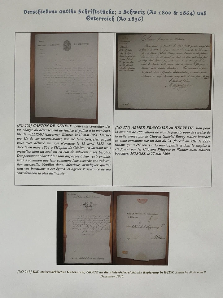 Konvolut Antike Schriftstücke Schweiz KuK  1800 Frankreich Geneve Kk Regierung - Bild 1 von 4