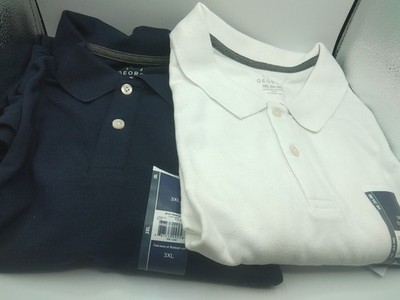 George Mens Dark Navy/White SS Polo Shirts Size 3XL - New (Lot Of 2).       (BR)