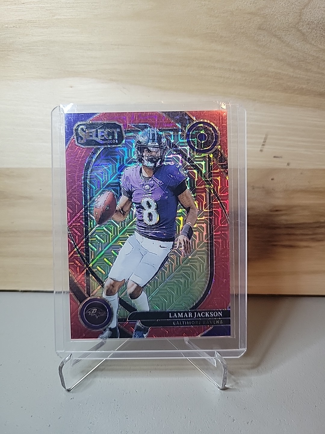 2024 Panini Select Football #227 Lamar Jackson 32/49 Red Mojo Prizm Club Level