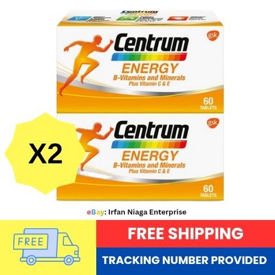 2x 60's New Centrum Energy B-Vitamins and Minerals + Vitamin C & E FREE SHIPPING