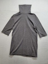 ZARA Women Dress S Gray Knit Turtleneck 3/4 Sleeve Mini Casual Comfort Cotton