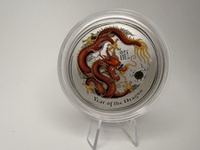 2012 1 Oz Silver Lunar Year Of The Dragon Colorized Red Perth Mint Australian 1 2012 1 Oz Silver Lunar Year Of The Dragon Colorized Red Perth Mint Australian 1