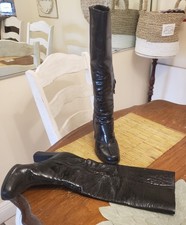 Prada For Repair Tall Black Patent Leather Boots Sz 7-1/2