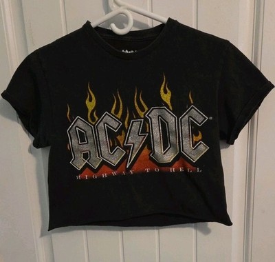 AC/DC Womens Crop Top T-Shirt  SZ S/CH ''High Way To Hell'' (Z-17)