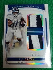 A.J. BROWN RC 2019 PANINI NATIONAL TREASURES DUAL PATCH 2/25 RDM-10 ROOKIE CARD