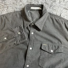 Criquet Shirt Men XL Gray Corduroy Pearl Snap Western Long Sleeve Cowboy Rodeo