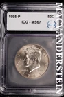 1995-P Kennedy Half Dollar- ICG-MS67 Gem Brilliant Uncirculated Luster #SLM321