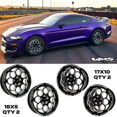 VMS RACING MODULO DRAG RACE RIMS WHEELS R 17X10 F 18X5 FOR 15-23 FORD MUSTANG