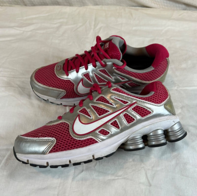 Nike Womens 8.5 Shoe Qualify Plus 2 Shox Pink Run Lace Sneaker Y2K Gray White
