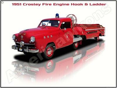 1950 Crosley Fire Engine Hook & Ladder NEW Metal Sign: 12 x 16'' & Free Shipping