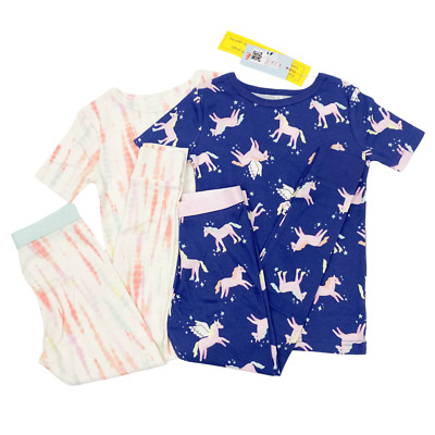 Cat & Jack Toddler Girls Size 5T Snug Fit Pajama Sets Unicorns/Tie Dye Pink Blue
