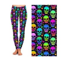 Neon Skull Leggings WIth Pockets Printed sport leggings Yoga womens Leggings
