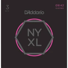 D'Addario NYXL0942 Nickel Wound Electric Guitar, Super Light, 09-42, 3 pack