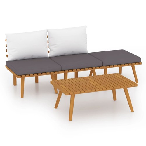 4 Piece Garden Set with Cushions Solid Acacia Wood S4I1 - Picture 2 of 10