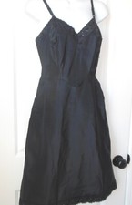 Ariel Barbizon Full Slip sz 12 Black Tafredda Bias Cut Vtg 1950's Adj Straps