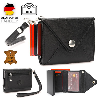 Slim Wallet aus Echtem Leder Kartenetui RFID Schutz, mini Geldbörse Münzfach