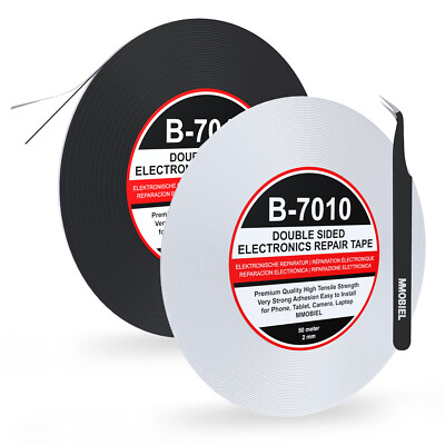 2x2mm Doppelseitiges Klebeband Tape 50m Rolle (WEIß) für Handy/Tablet Reparatur
