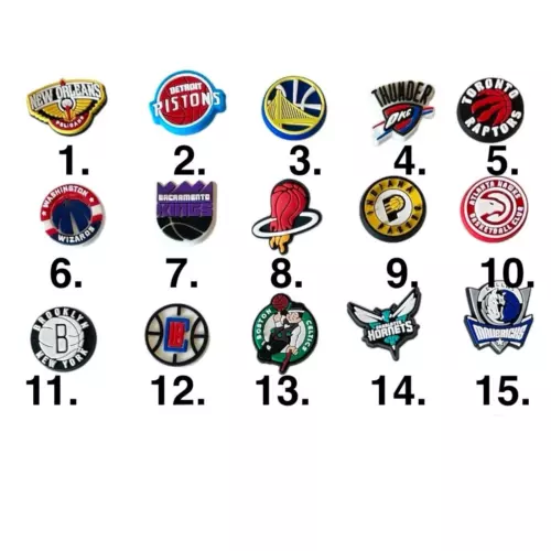 NEW Basketball Sports Team SHOE CHARMS Rubber For Croc Shoes PICK 1 Your Team