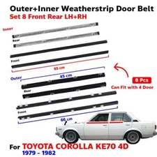 Out-In Weatherstrip Door Beltline Seal Fits Toyota Corolla KE70 4D 1979-82 8 PCS
