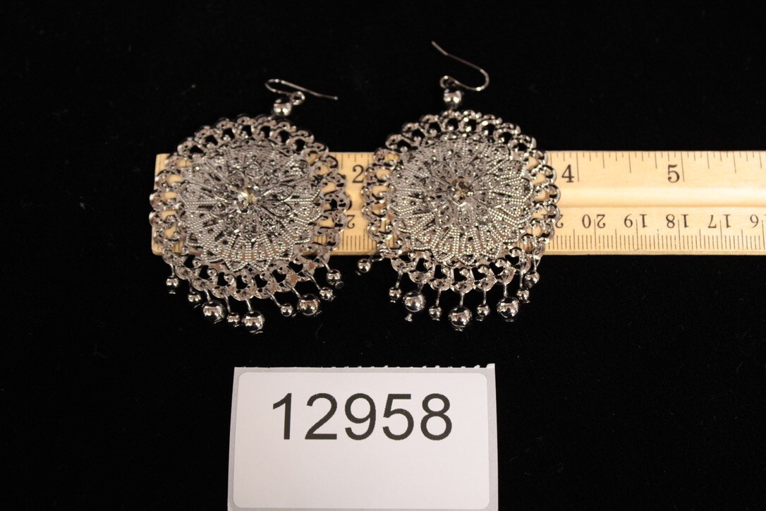 Large Round Drop Earrings Shield Dangles Pendant … - image 7