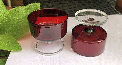 2 Luminarc Red Sekt Coupés, rubinrote Gläser, französische Dessert-/Weingläser