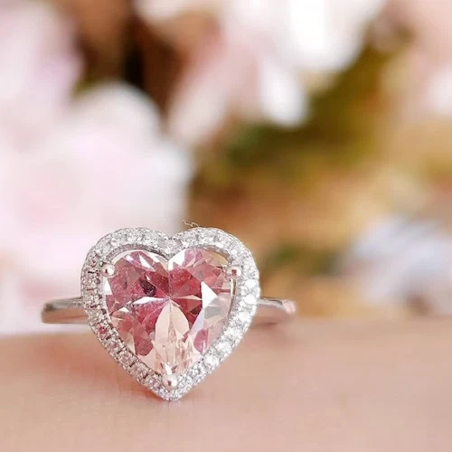 Emerald Cut Morganite Engagement Ring, Morganite Wedding Ring, 14K Rose Gold  Under Halo Pink Morganite Ring - Etsy Canada