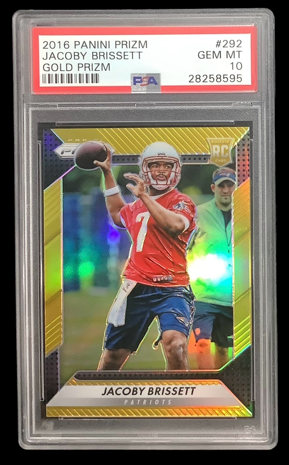 2016 panini prizm 292 jacoby brissett rc; true gold 1/10 rookie PSA 10 FOTL GEM