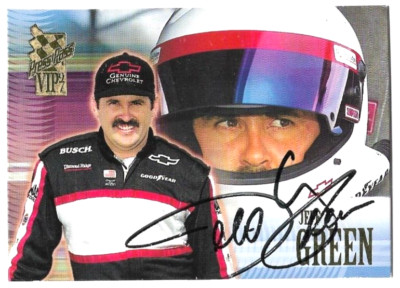 NASCAR Driver Jeff Green signed auto 1997 PRESS PASS VIP racing