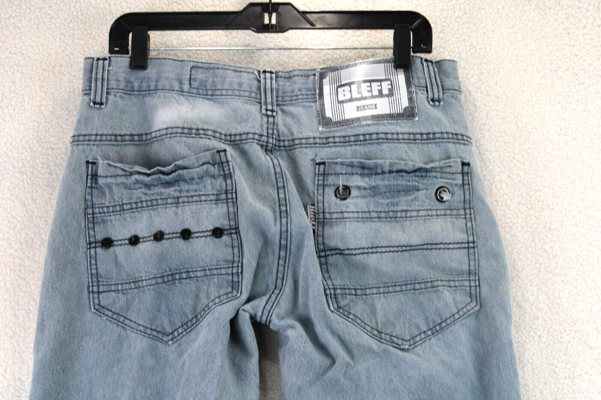 BLEFF Jeans Vintage Mens 36x32 Gray Denim Zipper pocket Hip BLEFF Jeans Vintage Mens 36x32 Gray Denim Zipper pocket Hip