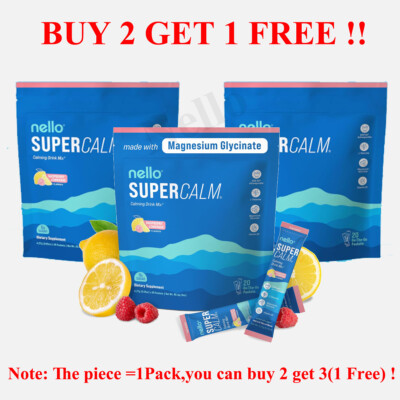 3 Pack Nello Supercalm Powdered Drink Mix Raspberry Lemonade No Sugar 30 Serving