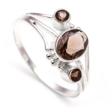 Natural Smoky Quartz Oval Shape Handmade Ring 925 Sterling Silver Dainty Jewelry