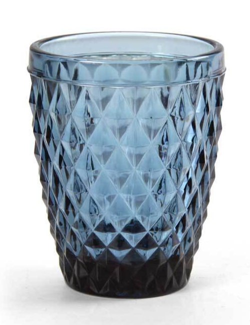 BICCHIERE DA TAVOLA ACQUA VINO ROSSO BIANCO BIBITA VETRO DIAMANTE BLU 250 ML