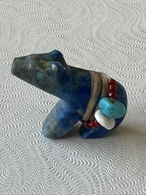 Zuni Blue Bear Pocket Fetish - Brian Yunie, lapis with Gift Bundle fmb6 3