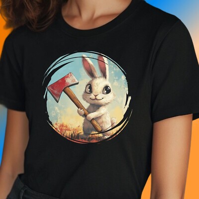 T-Shirt Frauen Häschen mit einer Axt Motiv Baumwolle Größe S bis 3XL