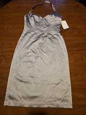 Papell Boutique Sleevelass Halter Style Silver Evening Gown - Size 8 NWT