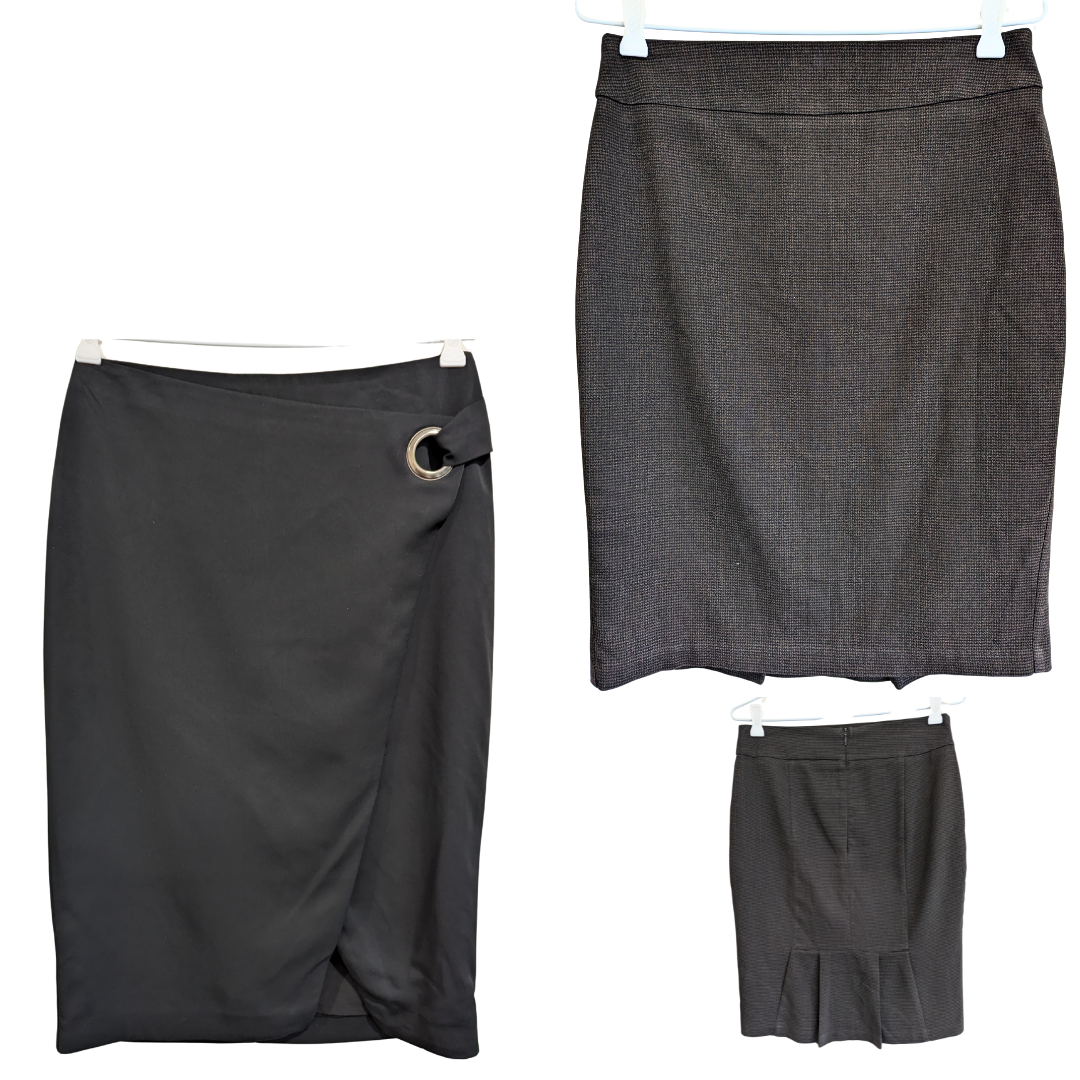 Portmans Skirt Bundle Size AU 10 US 6 Black Grey Office Workwear-image