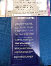 Good Night And Good Luck One (1) Ticket George Clooney BROADWAY  May 8, 2025