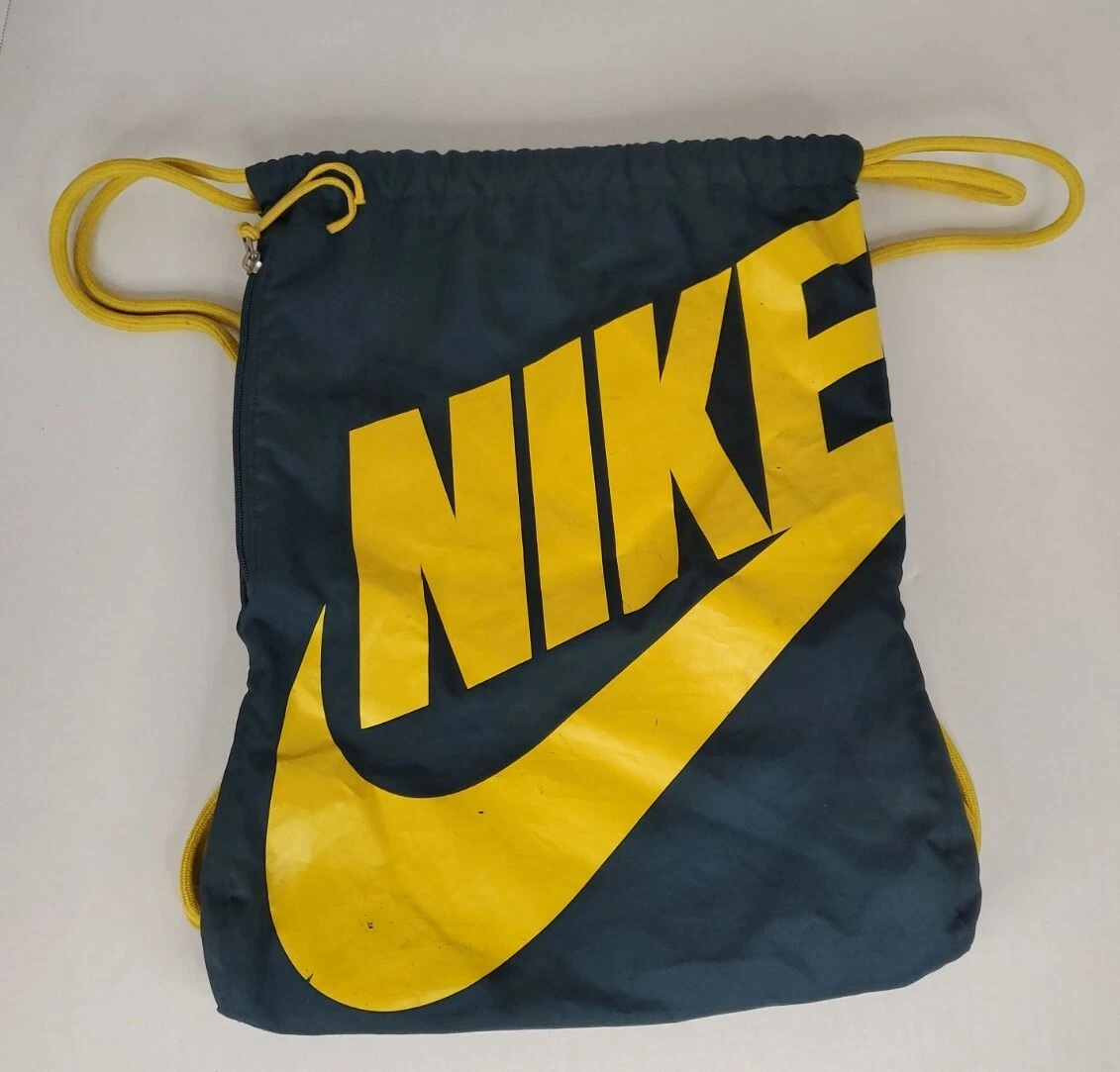Nike Gymsack Drawstring Bag Backpack Blue And Yellow With Zippered Side  Pocket | eBay