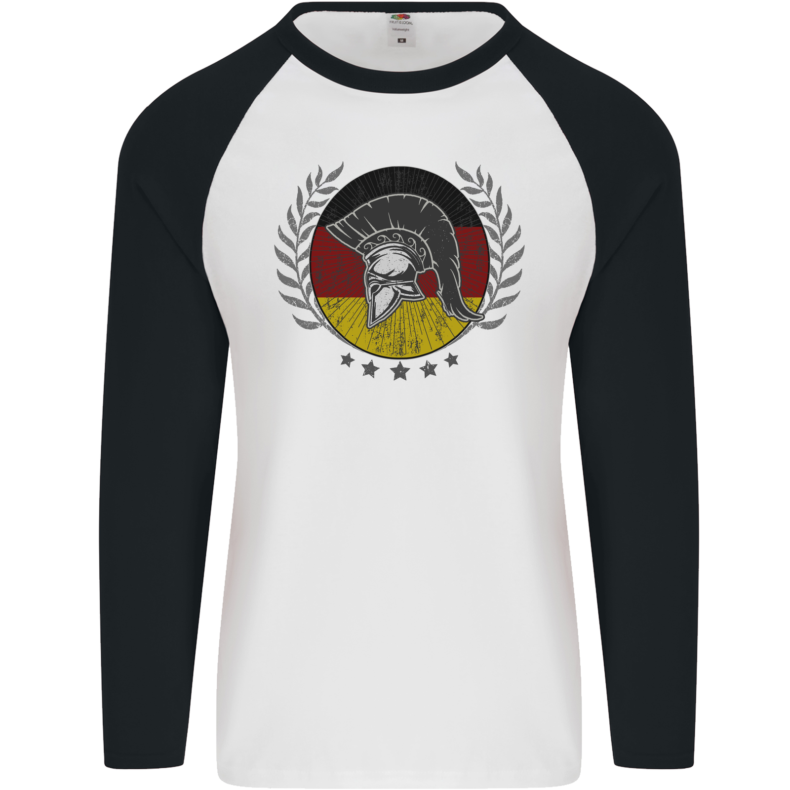 German Bodybuilding Flag Gym Training Spartan Mens L/S Baseball T-Shirt