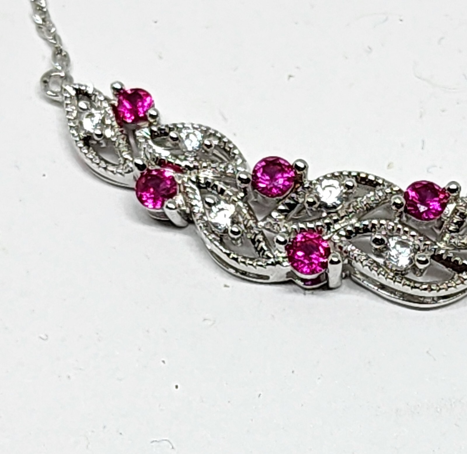 Sterling Silver Lab Created Ruby & White Sapphire… - image 5