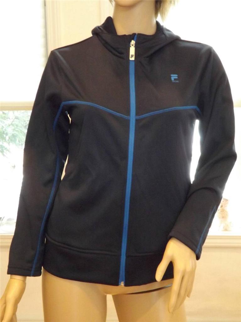 Giacca donna Fila Sport con cerniera blu navy e cappuccio media nuova con etichetta