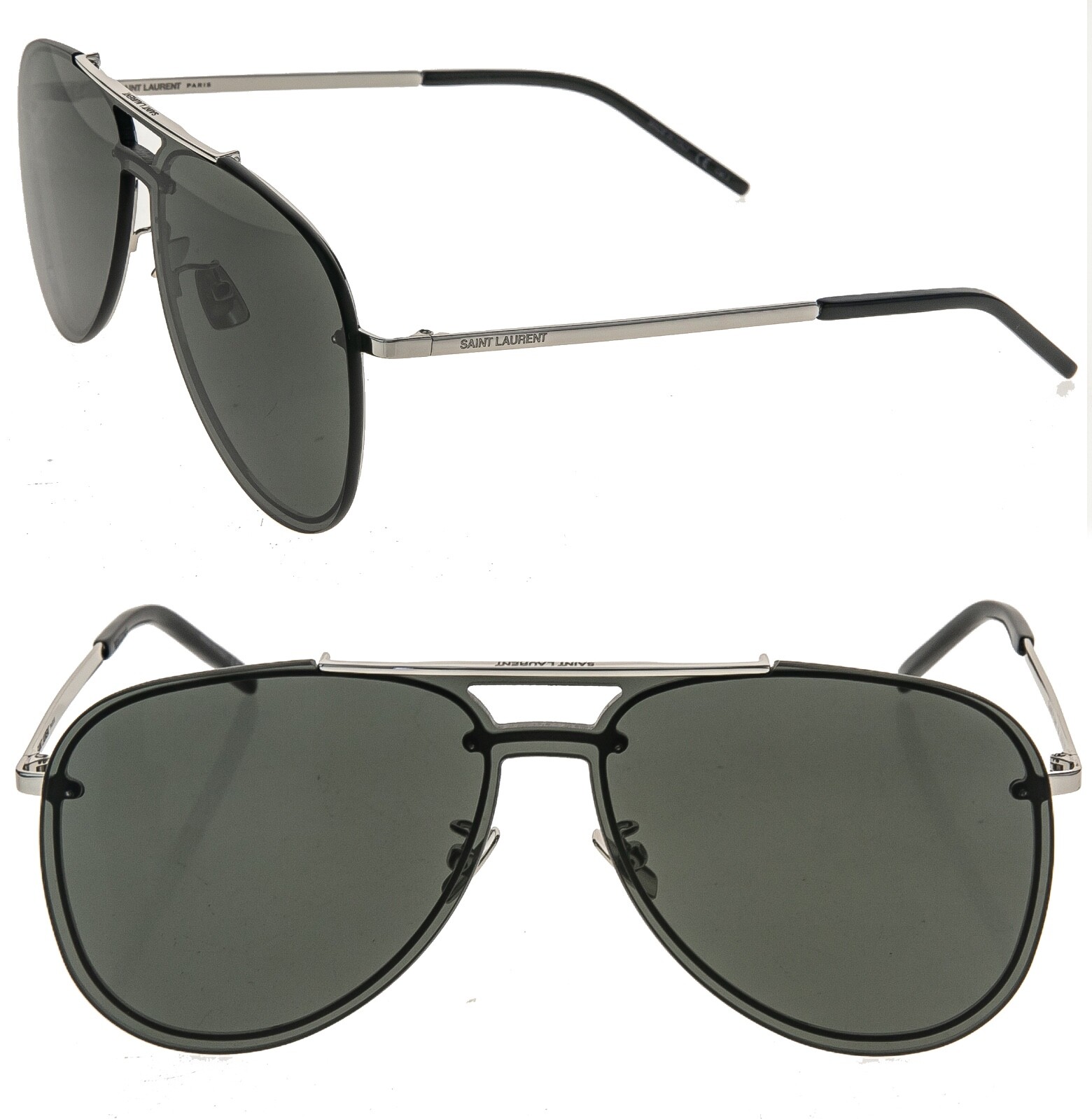 Occhiali da sole SAINT LAURENT CLASSIC MASK SL 11 001 argento nero unisex metallo SL11