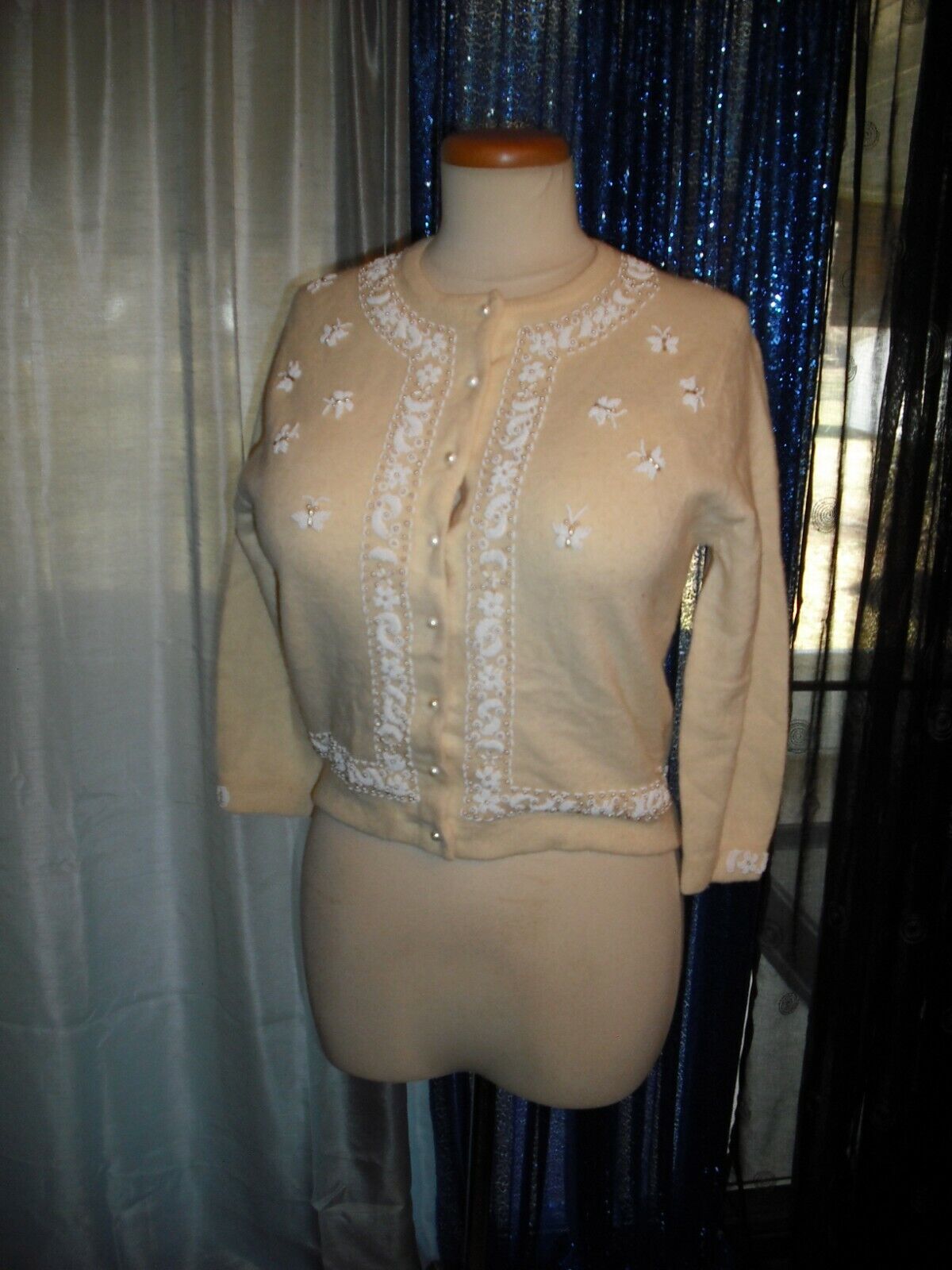 Marilyn Monroe Owned  Worn 1950's Beaded Cashmere Sweater from