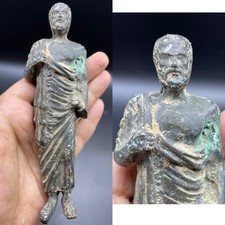 extremely ancient Roman bronze statuette of a important senator dating to 300 AD