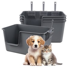 Kekow 4Pack High Wall Cat Litter Box with Scoop, Anti-Splashing Kitty Litter Box