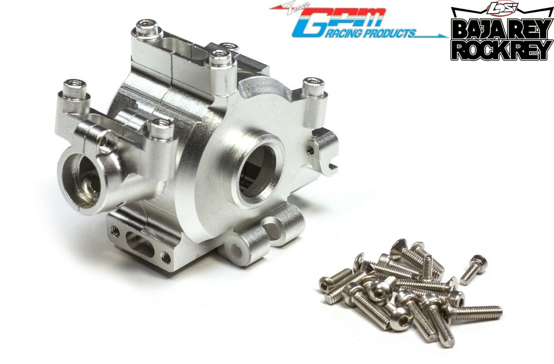 GPM Aluminum Front Gearbox For Losi 1:10 Baja Rey & Rock Rey - Gray Silver, High Strength 6061T6, CNC Machined - View #5