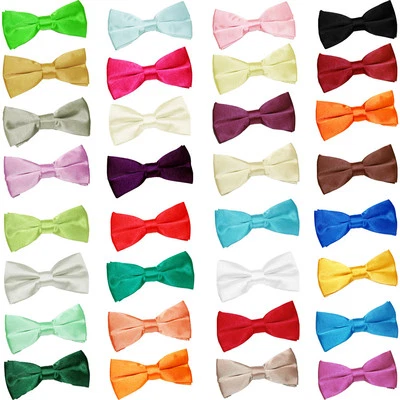 Herren Jungen Fliege Satin Einfarbig Uni Hochzeit Verstellbar Vorgebunden Bowtie von DQT
