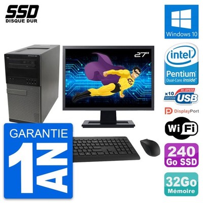 PC Tour Dell 990 Bildschirm 27'' Intel G630 RAM 32GB SSD 240GB Windows 10 Wifi