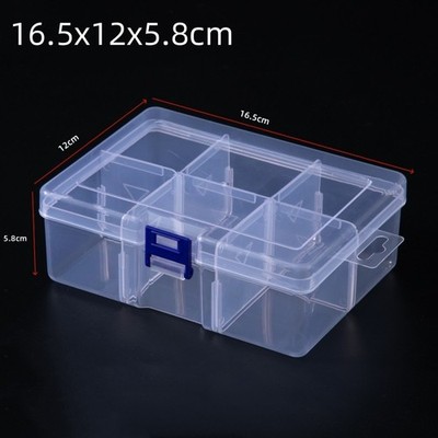 6 Grids Compartments Clear Box Jewelry Bead Storage Container 16.5x12x5.8cm